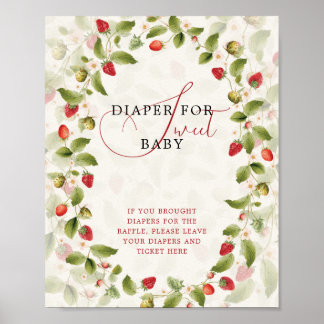 WILD STRAW BERRY SWEET BABY SHOWER SIGN POSTER