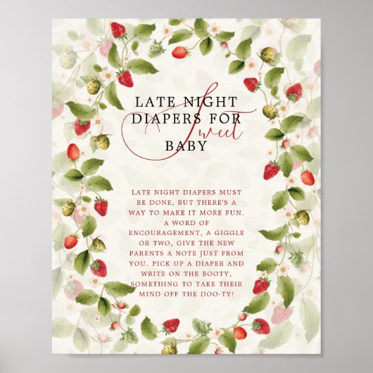 WILD STRAW BERRY SWEET BABY SHOWER SIGN POSTER (Vorne)