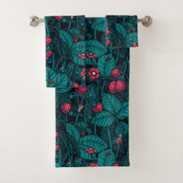 Wild strawberries, red and blue badhandtuch set