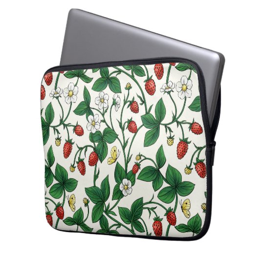 Wild strawberries red/yellow/green/off white laptopschutzhülle (Vorderseite Links)