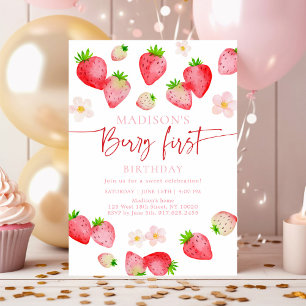 Wild Strawberry Berry Erster Geburtstag Einladung
