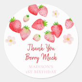 Wild Strawberry Berry Sweet Birthday Runder Aufkleber (Vorderseite)