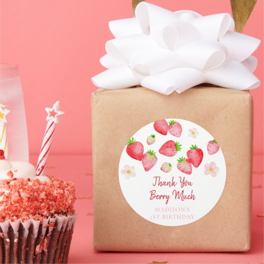 Wild Strawberry Berry Sweet Birthday Runder Aufkleber (Party)