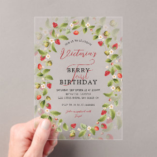 WILD STRAWBERRY SWEET BABY BIRTHDAY ACRYLEINLADUNGEN