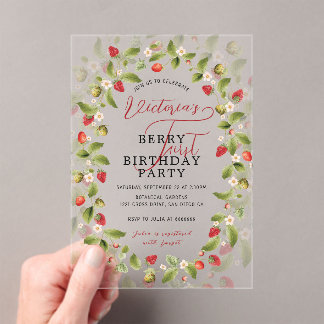 WILD STRAWBERRY SWEET BABY BIRTHDAY ACRYLEINLADUNGEN