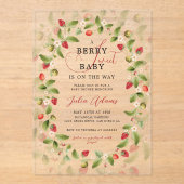WILD STRAWBERRY SWEET BABY SHOWER ACRYLEINLADUNGEN (Vorderseite)
