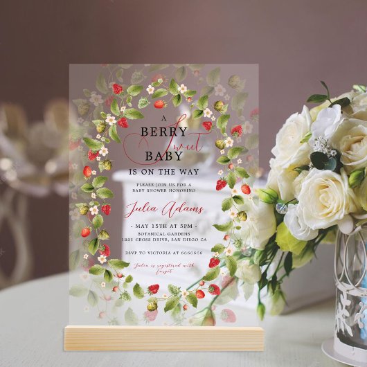 WILD STRAWBERRY SWEET BABY SHOWER ACRYLEINLADUNGEN