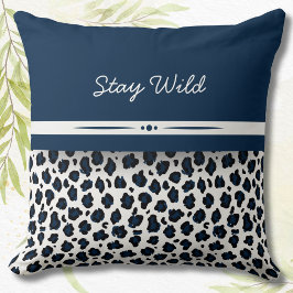Wild Style Animal Print Navy Blue Accent Pillow Kissen