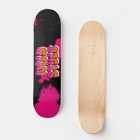 Wild Style Pink Graffiti Paint Spritzer Skateboard (Vorderseite)