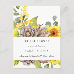 WILD SUNFLOWER EUCALYPTUS PINE FLORA BRAUTPARTY EINLADUNGSPOSTKARTE
