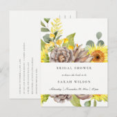 WILD SUNFLOWER EUCALYPTUS PINE FLORA BRAUTPARTY EINLADUNGSPOSTKARTE (Vorne/Hinten)