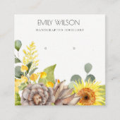 WILD SUNFLOWER PINE FLORAL EARRING DISPLAY LOGO QUADRATISCHE VISITENKARTE (Vorderseite)