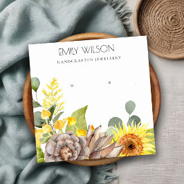 WILD SUNFLOWER PINE FLORAL EARRING DISPLAY LOGO QUADRATISCHE VISITENKARTE