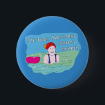Wild swimming outdoor swimmer club member button<br><div class="desc">A fun postcard to welcome people to the world of outdoor swimming. Start by looking like the swimmer on the front,  finish by feeling like the swimmer on the back! Great for those who are new to wild swimming and open water sea and lake swims.</div>