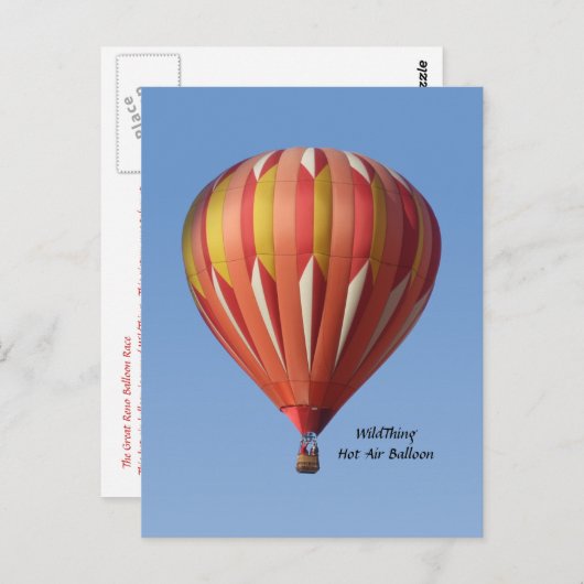 Wild Thing Hot Air Ballon Postcard Postkarte (Vorne/Hinten)