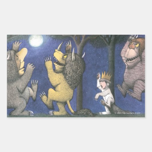 Wild Things and Max Dancing in Moonlight Rechteckiger Aufkleber (Vorderseite)