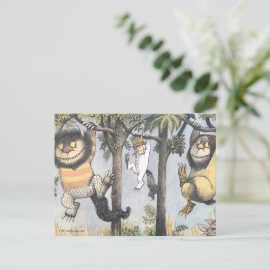 Wild Things and Max Swinging From Trees Postkarte (Stehend Vorderseite)