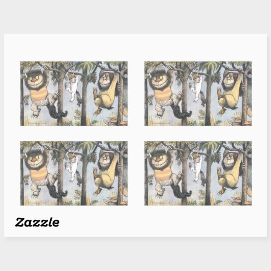 Wild Things and Max Swinging From Trees Rechteckiger Aufkleber (Blatt)