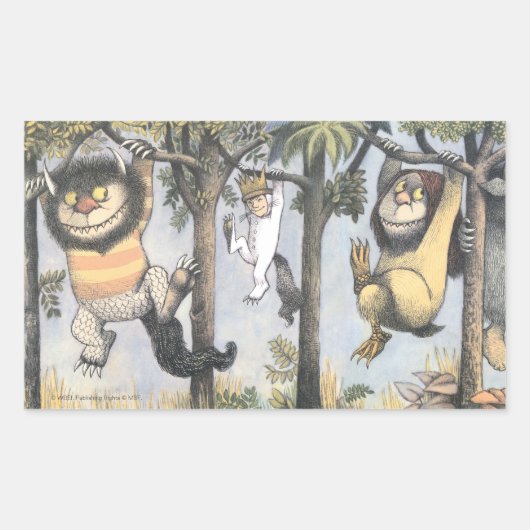 Wild Things and Max Swinging From Trees Rechteckiger Aufkleber (Vorderseite)