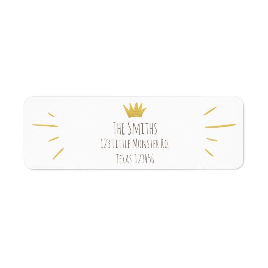Wild Things Gold Crown Return Address Label Boy (Vorne)