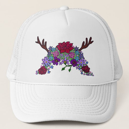 Wild Things Wildblume Queen Trucker Hat Truckerkappe (Vorderseite)