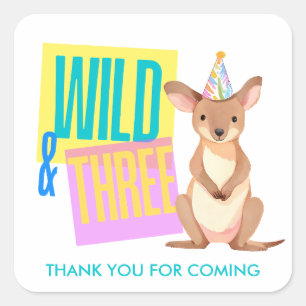 Wild & Three Kangaroo 3. Geburtstag Gunst Sticker