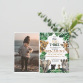 Wild & Three Safari Einladung zum Geburtstag (Stehend Vorderseite)