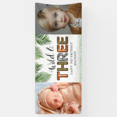 Wild Three Safari Jungle 3. Geburtstag Foto Banner (Vertikal)