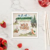 Wild Three Woodland Animal 3. Geburtstag Party Serviette (Beispiel)