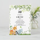 WILD TIERE Geburtstagseinladungen Einladung (Stehend Vorderseite)