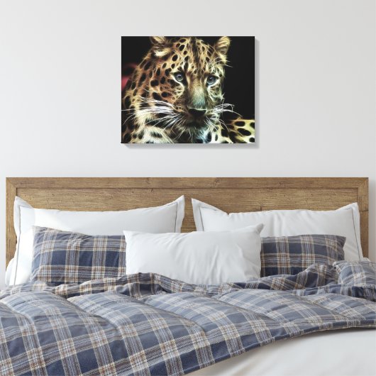 Wild tierischer Leopard umhüllte Canvas Leinwanddruck (Insitu (Schlafzimmer))