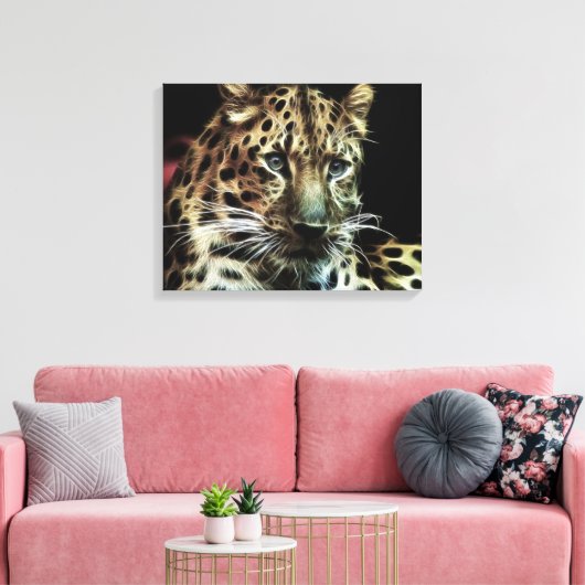 Wild tierischer Leopard umhüllte Canvas Leinwanddruck (Insitu (Wohnzimmer))