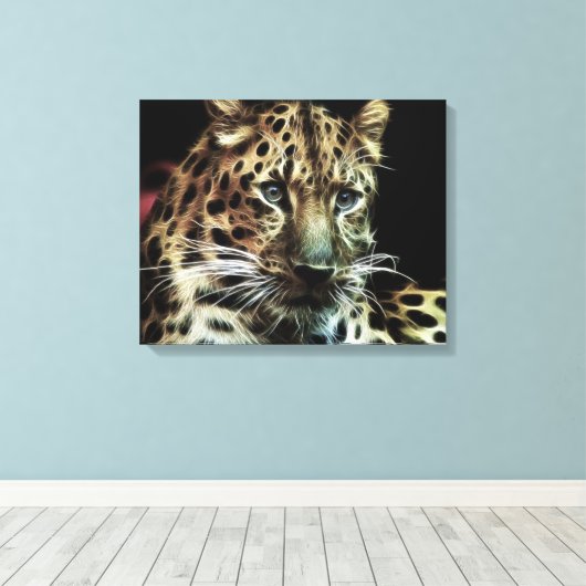 Wild tierischer Leopard umhüllte Canvas Leinwanddruck (Insitu (Holzboden))