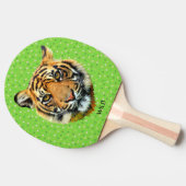 Wild Tiger Animal Face on Green Ping Pong Paddle Tischtennis Schläger (Seitenansicht)