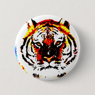 Wild Tiger Eyes Button
