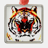 Wild Tiger Eyes Ornament Aus Metall (Vorne)