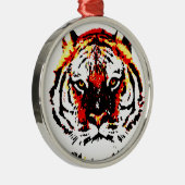 Wild Tiger Eyes Silbernes Ornament (Rechts)