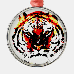 Wild Tiger Eyes Silbernes Ornament
