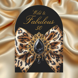 Wild Tiger Fabulous 50 Geburtstag Bow Black Jewel Einladung