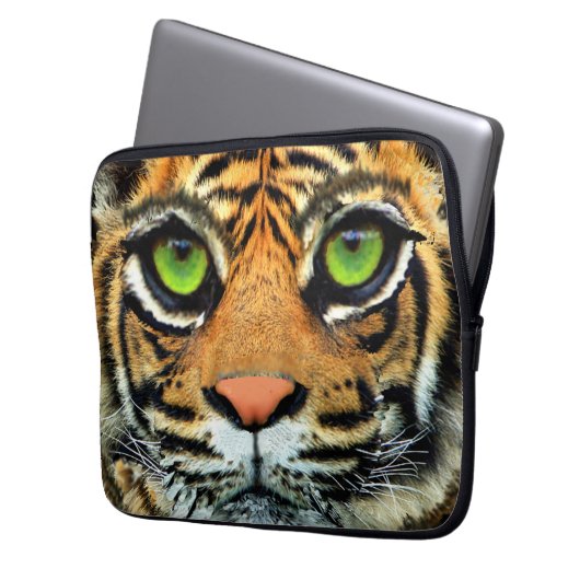 Wild Tiger Face Laptopschutzhülle (Vorderseite Links)