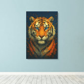 Wild Tiger - Fett gemalt Portrait Canvas Print Leinwanddruck (Insitu (Holzboden))