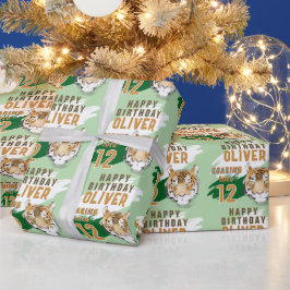 Wild Tiger Head Watercolor Birthday  Geschenkpapier