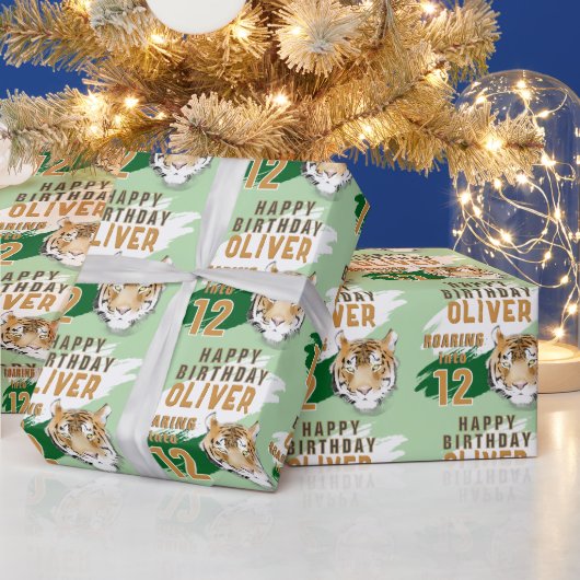 Wild Tiger Head Watercolor Birthday Geschenkpapier (Feiertage)