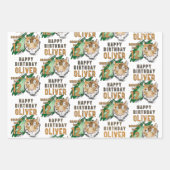 Wild Tiger Head Watercolor Birthday Geschenkpapier Set (Vorderseite)