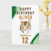 Wild Tiger Head Watercolor Birthday  Karte (Gelbe Blume)