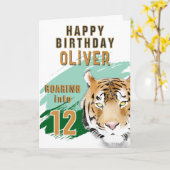 Wild Tiger Head Watercolor Birthday Karte (Gelbe Blume)
