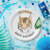 Wild Tiger Head Watercolor Birthday Name Pappteller (Party)