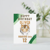 Wild Tiger Head Watercolor Birthday Postkarte (Stehend Vorderseite)