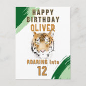 Wild Tiger Head Watercolor Birthday Postkarte (Vorderseite)