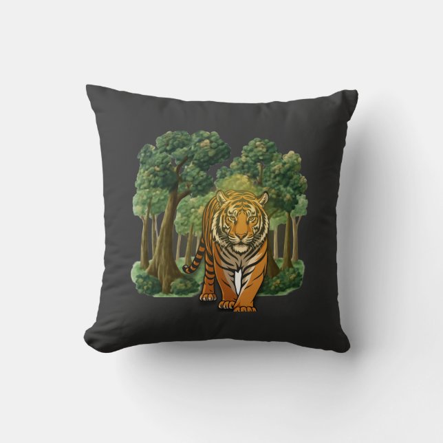 “Wild Tiger in the Forest – Natural Light Jungle D Kissen (Vorderseite)